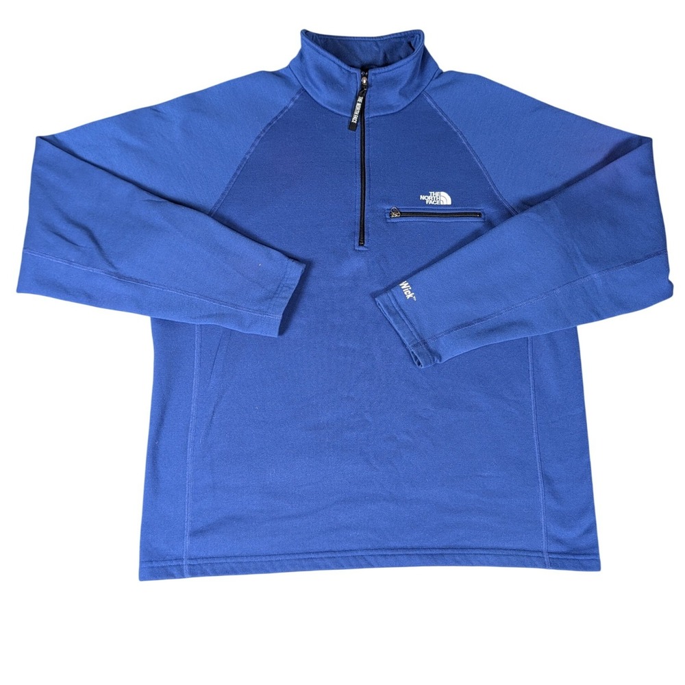 The North Face Mens Blue Quarter Zip TKA Wick Fleece Pullover Made in USA M-M